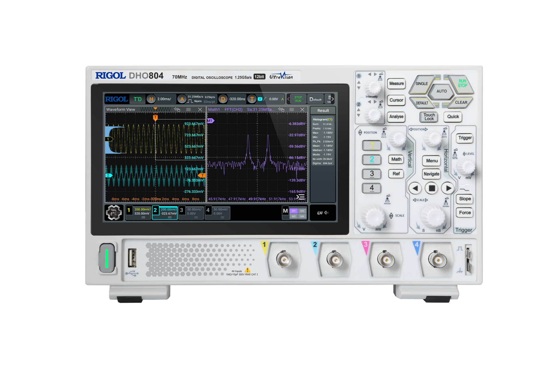 DHO804 70 MHz 4 Kanal 12 Bit Dijital Osiloskop