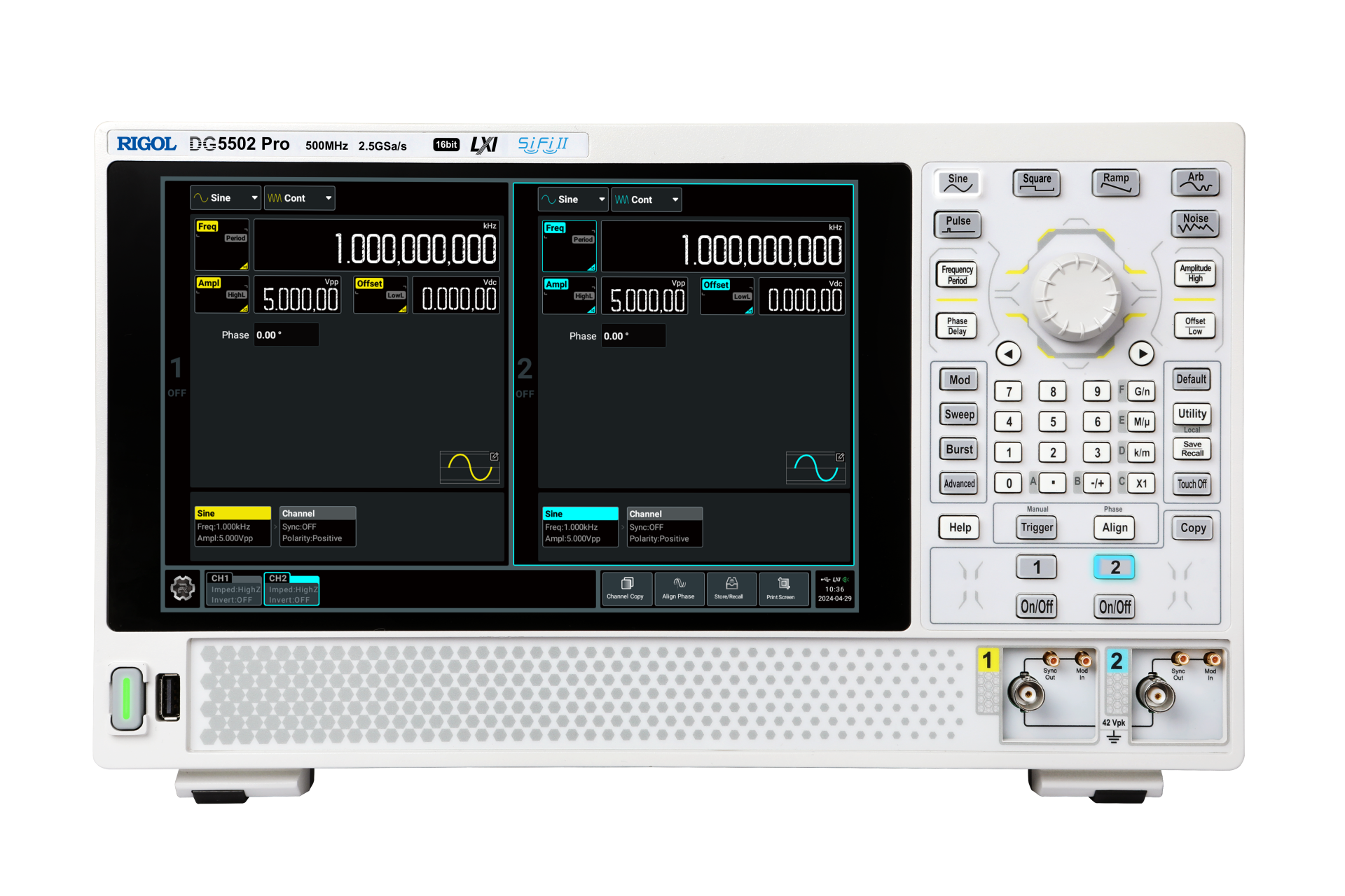 Rigol DG5502 Pro 500 MHz 2 Kanal 16 Bit Fonksiyon / Arbitrary Waveform Jeneratörü